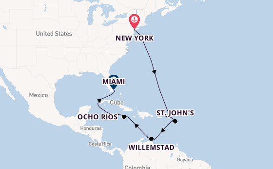 Caribbean vanaf New York, Verenigde Staten met de Sirena