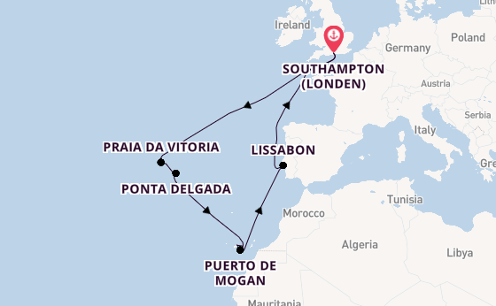 Canarische Eilanden vanaf Southampton (Londen), Engeland met de Queen Victoria