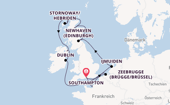 Britische Inseln ab Southampton, Großbritannien auf der Norwegian Star