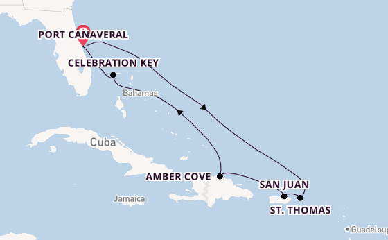 Caribbean from Port Canaveral, Florida, USA with the Carnival Vista