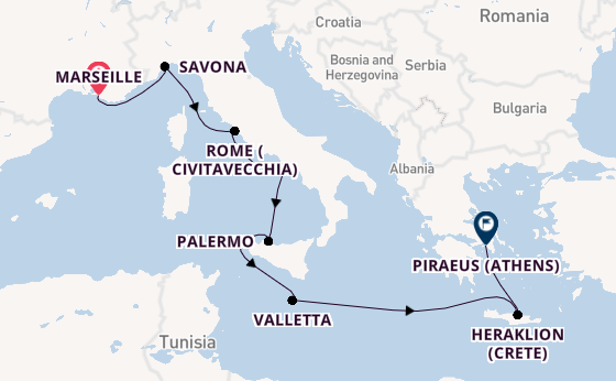 Western Mediterranean from Marseille, France with the Costa Pacifica