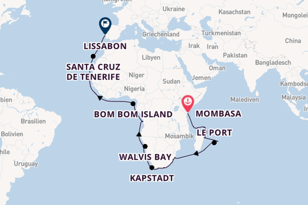 Afrika ab Mombasa, Kenia auf der VASCO DA GAMA