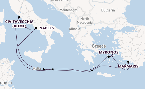 Middellandse Zee vanaf Kusadasi (Efeze), Turkije met de MSC Divina