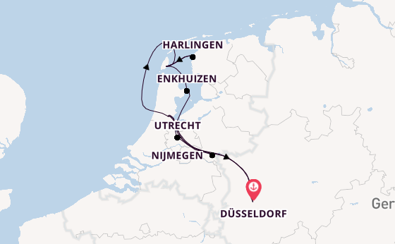 Rijn vanaf Düsseldorf, Duitsland met de VIVA TIARA