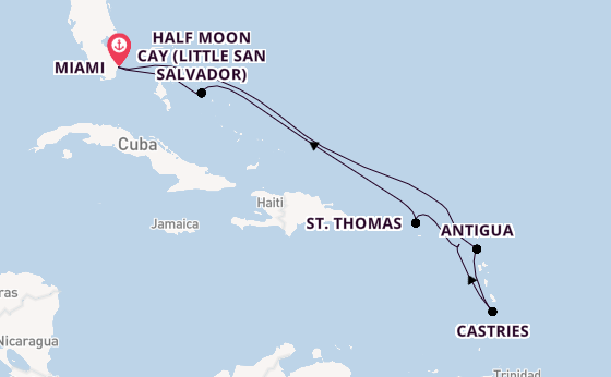 Caribbean from Miami, Florida, USA with the Zuiderdam