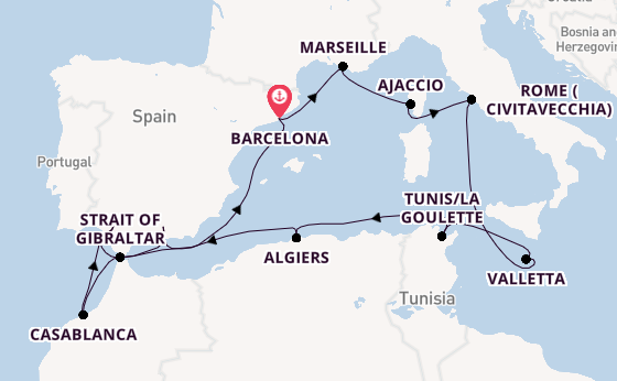 Mediterranean Sea from Barcelona, Spain with the Viking Neptune