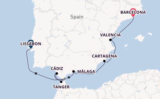 Westelijke Middellandse Zee vanaf Barcelona, Spanje met de Allura