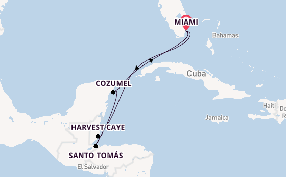 Western Caribbean from Miami, Florida, USA with the Seven Seas Prestige