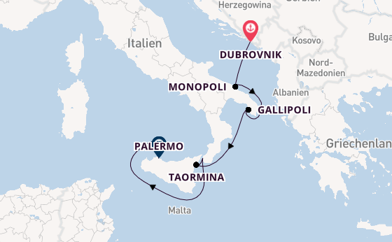 Westliches Mittelmeer ab Dubrovnik, Kroatien auf der Le Ponant
