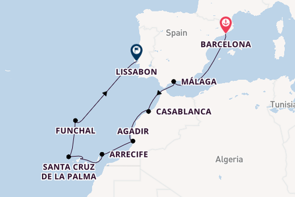 Canarische Eilanden vanaf Barcelona, Spanje met de Seven Seas Grandeur