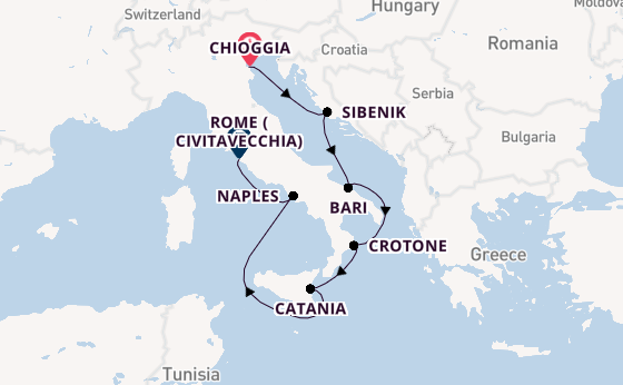 Western Mediterranean from Chioggia, Italy with the Viking Sky
