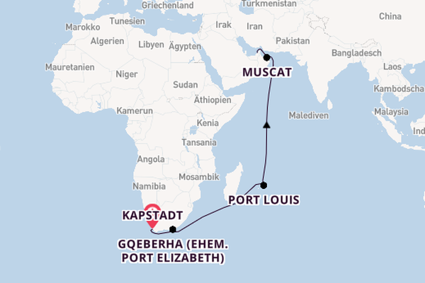 Südafrika ab Kapstadt, Südafrika auf AIDAprima