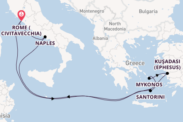 Sailing from Rome (Civitavecchia) via Mykonos