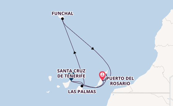 Kanarische Inseln ab Puerto del Rosario, Fuerteventura, Spanien auf AIDAblu