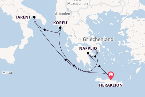 Östliches Mittelmeer ab Heraklion, Griechenland auf der Mein Schiff 5