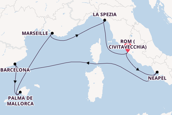 Westliches Mittelmeer ab Rom (Civitavecchia), Italien auf der Legend of the Seas
