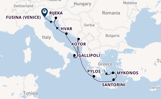 Eastern Mediterranean from Athens (Piraeus), Greece with the EXPLORA II
