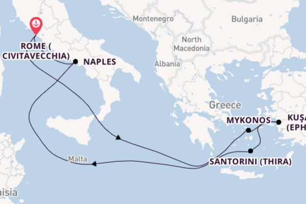 Santorini, Mykonos & Rome With Stay
