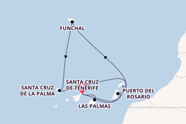Cruise naar Santa Cruz de Tenerife via Santa Cruz de Tenerife