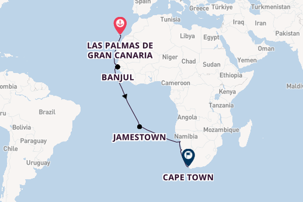 Canary Islands, Senegal & Namibia Voyage with Cape Town Stay & Game Drive Safari 