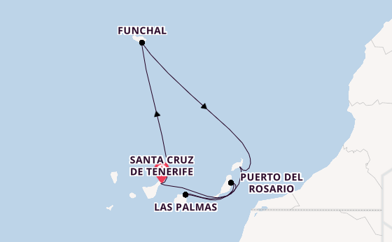 Canarische Eilanden vanaf Santa Cruz de Tenerife, Tenerife, Spanje met de MSC Fantasia