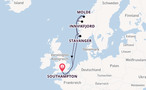 Norwegen ab Southampton, Großbritannien auf der Britannia