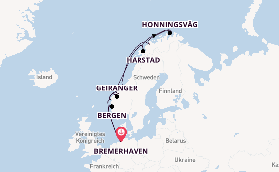 Norwegen ab Bremerhaven, Deutschland auf der Amadea