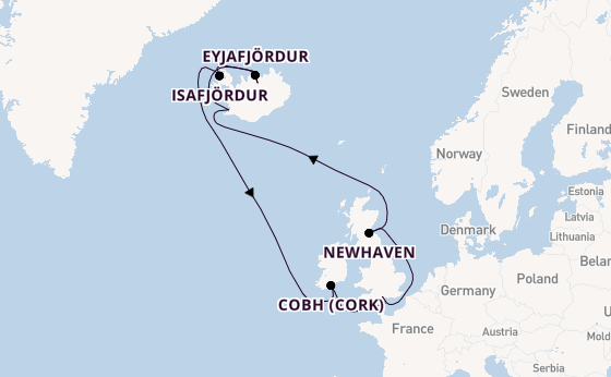 Arctic Ocean from Southampton, England with the Queen Victoria