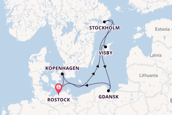 Europa vanaf Rostock, Warnemünde, Duitsland met AIDAdiva