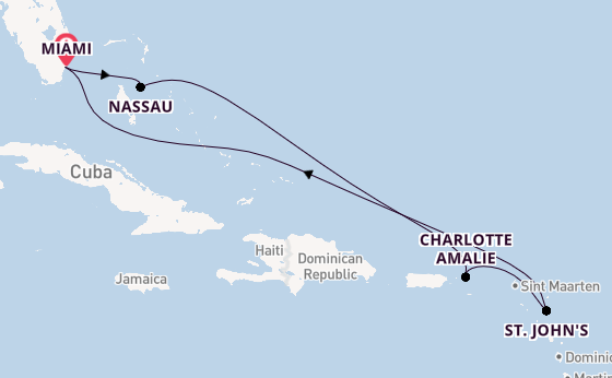 Caribbean from Miami, Florida, USA with the Celebrity Xcel