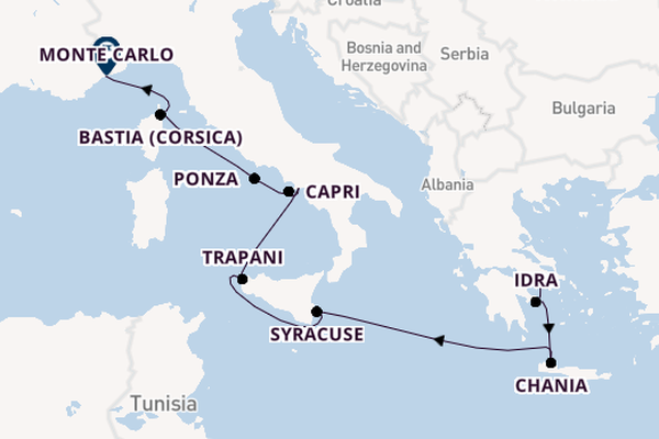 Middellandse Zee vanaf Athene (Piraeus), Griekenland met de MS EUROPA