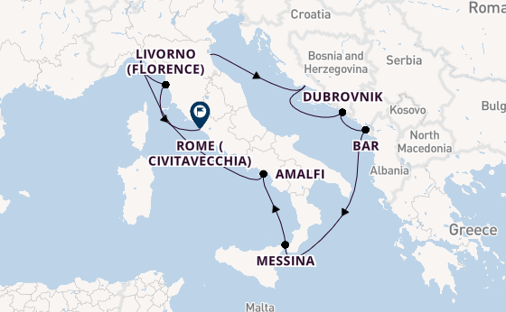 Mediterranean Sea from Ravenna, Italy with the Celebrity Constellation