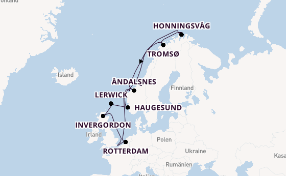 Norwegen ab London/Dover, Großbritannien auf der Nieuw Statendam