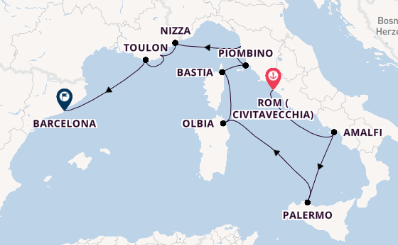 Westliches Mittelmeer ab Civitavecchia (Rom), Italien auf der Nautica