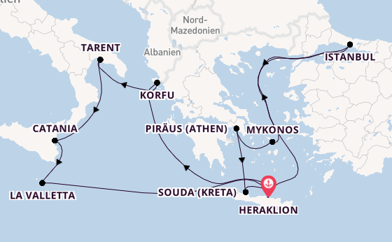 Mittelmeer ab Heraklion, Griechenland auf der Mein Schiff 5