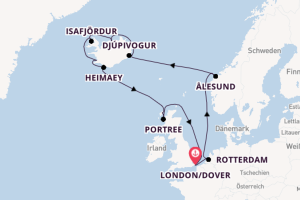 Arktis ab London/Dover auf der Nieuw Statendam