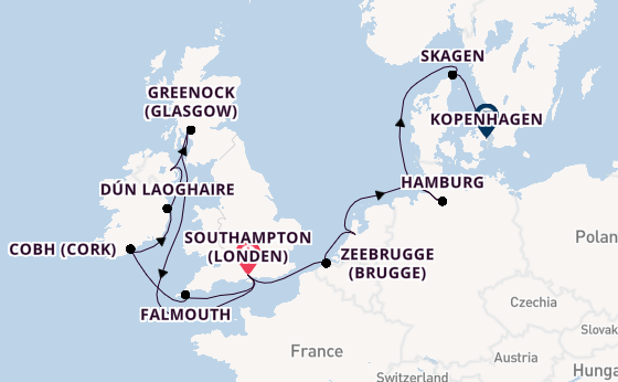 Britse Eilanden vanaf Southampton (Londen), Engeland met de Regal Princess