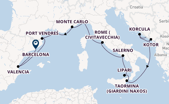 Western Mediterranean from Dubrovnik, Croatia with the Seabourn Ovation 