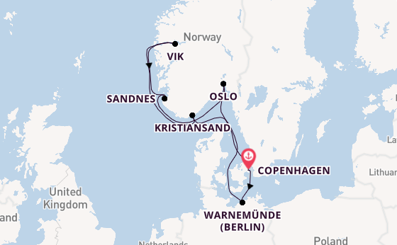 Norway from Copenhagen, Denmark with the MSC Splendida