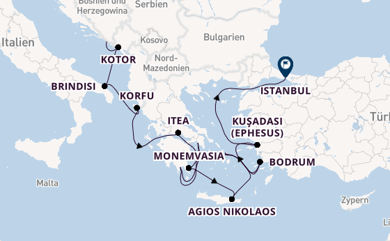 Östliches Mittelmeer ab Dubrovnik, Kroatien auf der Seabourn Ovation