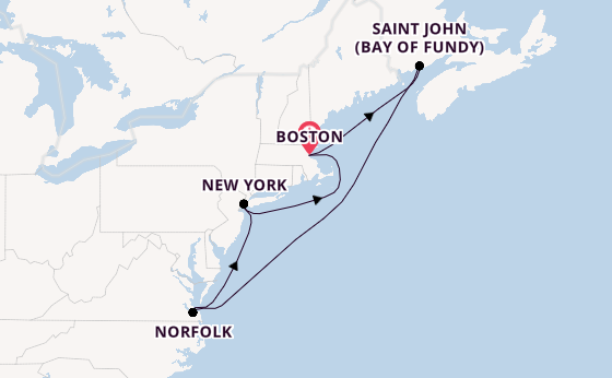 Amerikaanse Oostkust vanaf Boston, Verenigde Staten met de Zuiderdam