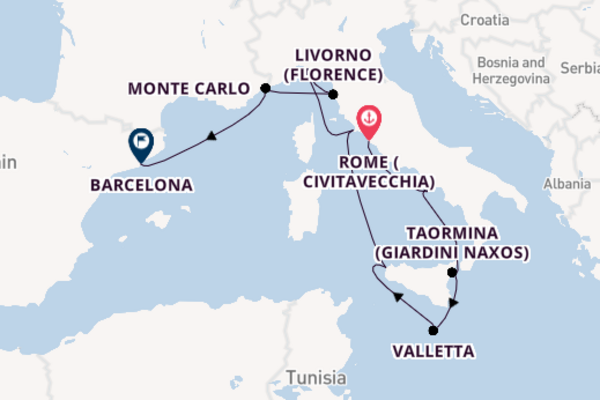 13 day journey to Barcelona from Rome (Civitavecchia)