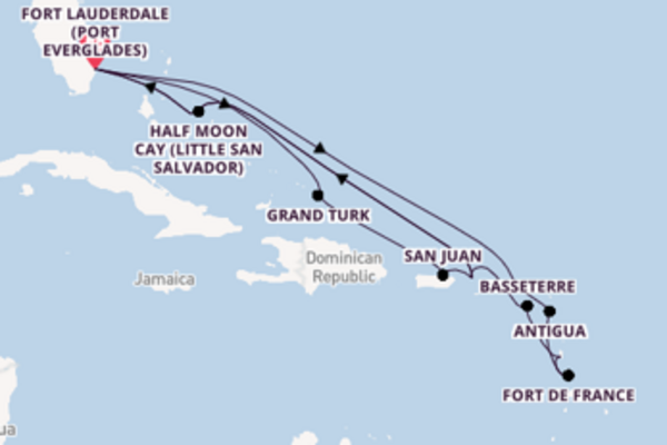 Caribbean from Fort Lauderdale (Port Everglades), Florida with the Koningsdam