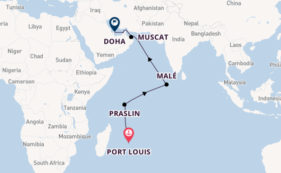 Indian Ocean from United Kingdom with the Seven Seas Voyager