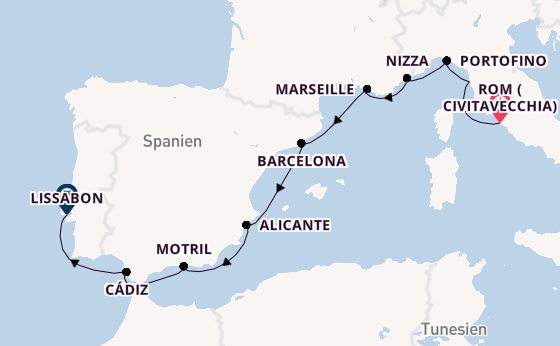 Westliches Mittelmeer ab Civitavecchia (Rom), Italien auf der Sirena