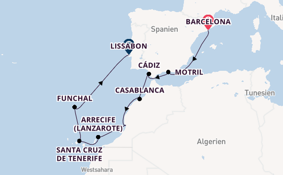 Kanarische Inseln ab Barcelona, Spanien auf der Norwegian Star