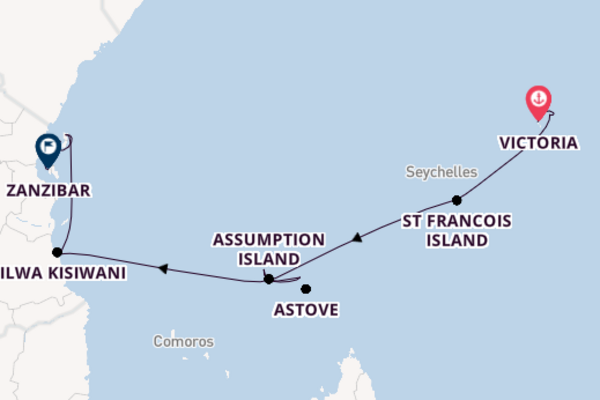 Africa from Victoria, Seychelles with the Le Bougainville