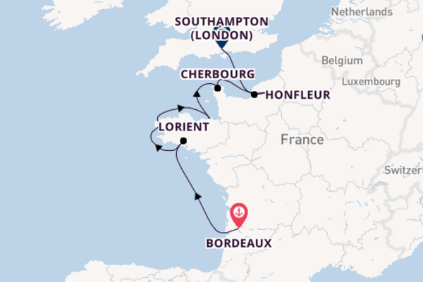 Sailing from Bordeaux to Southampton (London)