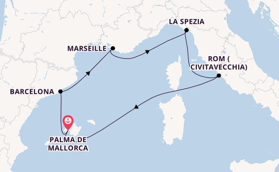 Westliches Mittelmeer ab Palma de Mallorca, Spanien auf AIDAprima
