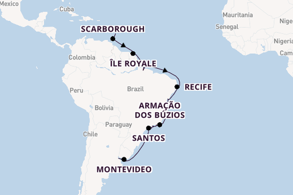 Luxury Journey from The Caribbean to Brazil with Barbados Stay